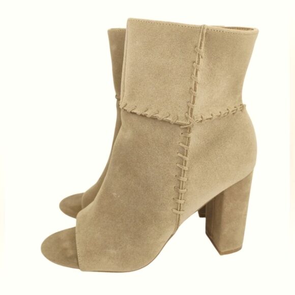 Venus Whipstitch Peep Toe Taupe Booties Size Women's 7.5 - Picture 1 of 12